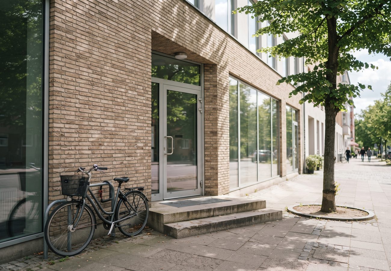 Eingang des Bürohauses am Schiffgraben