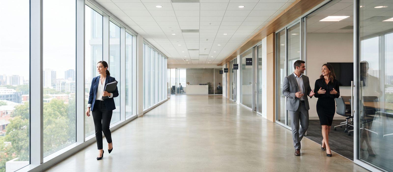 Heller Bürogang eines Übersetzungsbüros